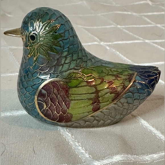 Vintage Chinese Plique A Jour Cloisonne Transparent Enamel Mandarin Ducks - Picture 5 of 16